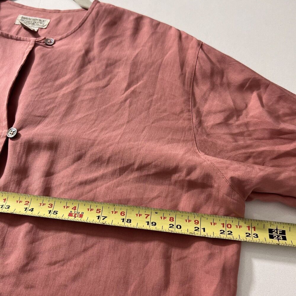 Banana Republic Safari Vintage Blouse Tunic Women’s M Silk Coral Long Sleeve - Picture 5 of 7